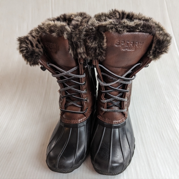 SPERRY Girls Fashion Saltwater Tall Leather Lace-up Winter Boots size 12 - Picture 4 of 10